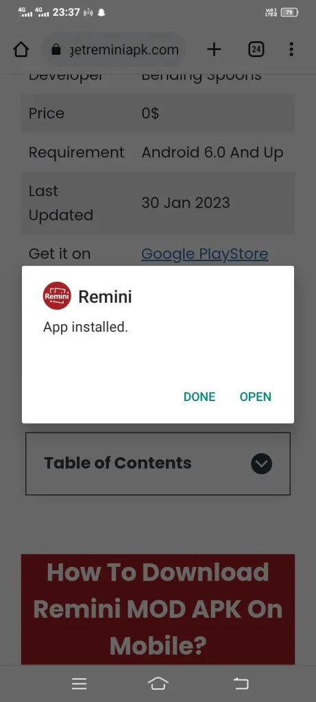 Open Remini App