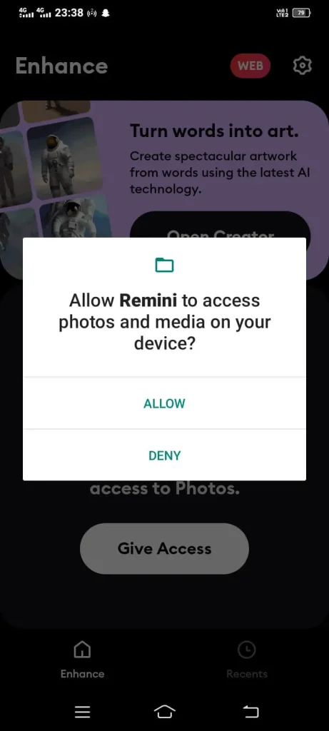 Allow Remini To Access Media